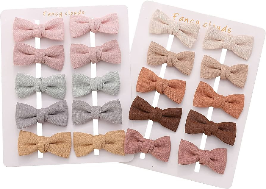 FANCY CLOUDS Baby Hair Clips with Baby Girl Bows,20pc Boutique Handmade Fully Lined Hair Barrette... | Amazon (US)