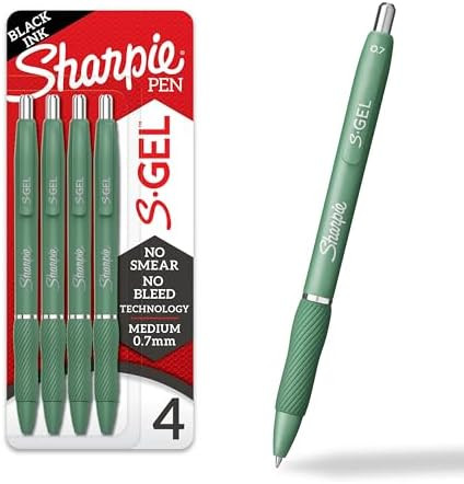 Sharpie S-Gel Gel Pens, Green Barrel, Black Ink, Medium Point (0.7mm), 4 Count - For Home, Office... | Amazon (US)