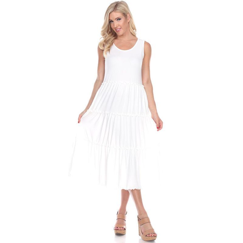 Women's Scoop Neck Tiered Midi Dress - White Mark | Target