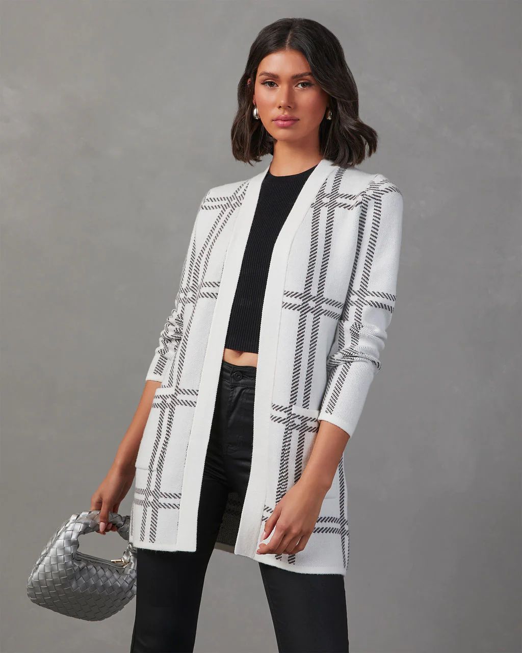 Simone Plaid Pocketed Cardigan | VICI Collection