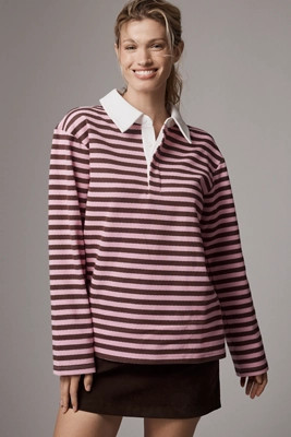 English Factory Long-Sleeve Striped Rugby Shirt | Anthropologie (US)