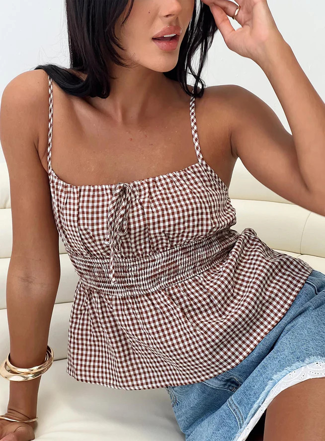 Ansilin Top Brown Check | Princess Polly US