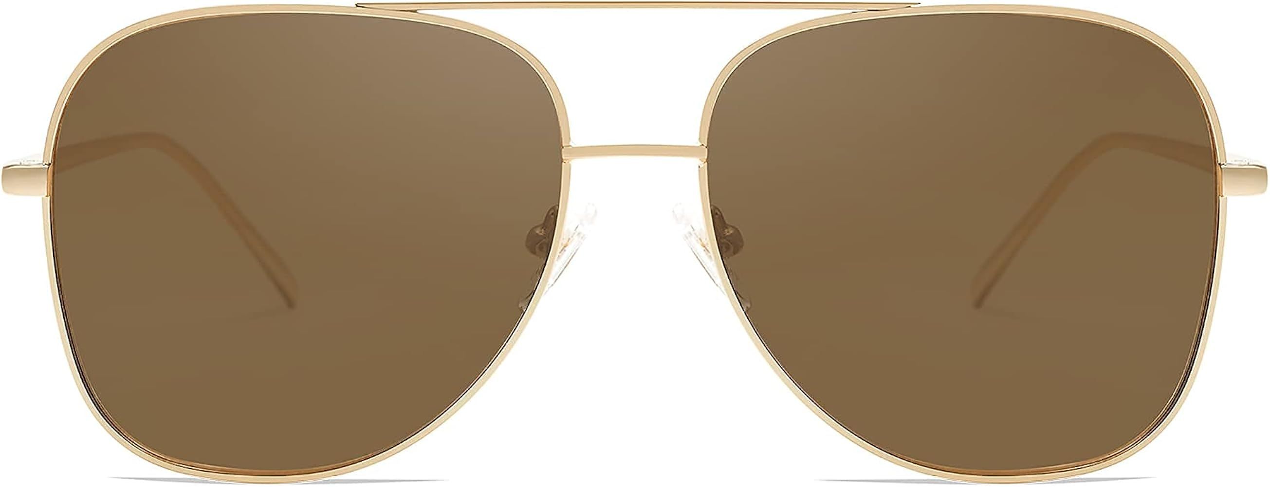 SOJOS Retro Square Aviator Sunglasses for Women Men, Classic 70s Big Womens Metal Gradient Sun Glass | Amazon (US)