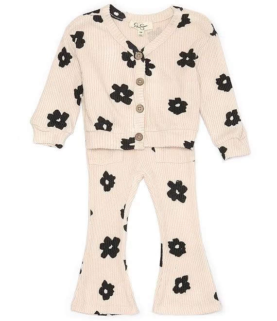 Baby Girls 12-24 Months Long-Sleeve Flower Printed Cardigan & Flare Pants Set | Dillard's