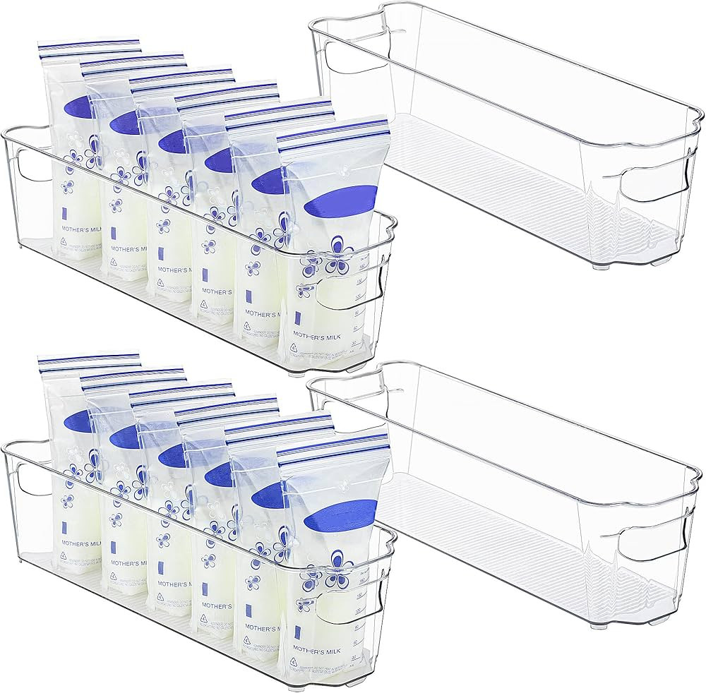Vtopmart Breastmilk Storage Container 4PCS Set, Clear Freezer and Fridge Organizer Bins, Plastic ... | Amazon (US)