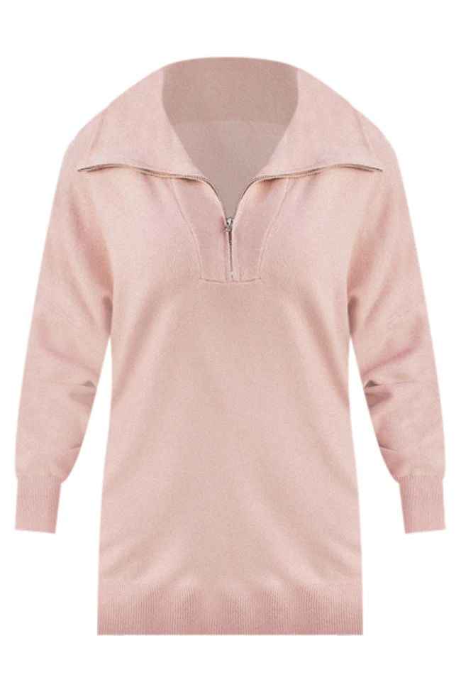 Pulling Heartstrings Mauve Quarter Zip Pullover | Pink Lily