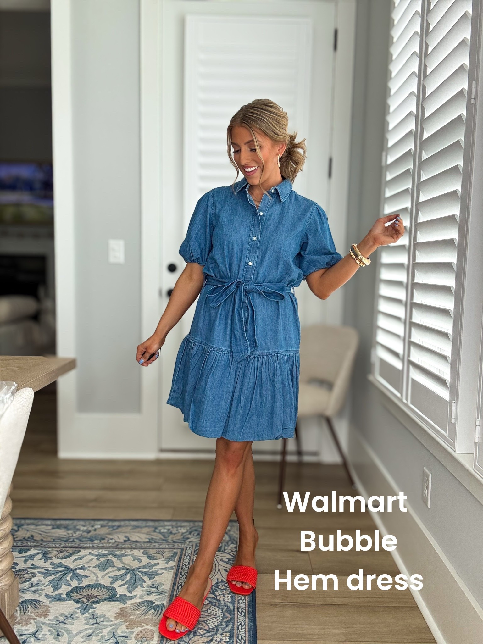 This chambray dress from Walmart is one of those easy outfits that instantly looks put together 💙 The puff sleeves, tie waist, and relaxed fit make it so flattering and comfortable at the same time. I paired it with a fun pop of color in these sandals and love how effortless this whole look feels! Such a versatile dress for everyday mom life, vacations, errands, or casual dinner nights. Runs true to size and such a good affordable find!

#WalmartFashion #ChambrayDress #WalmartStyle #AffordableFashion #EverydayStyle #SummerOutfit #CasualChic #OOTD #PuffSleeveDress #DenimDress #WomenWhoShopWalmart #SummerStyle #EasyStyle #WalmartFinds #FashionOver30

#LTKootd #LTKPetite