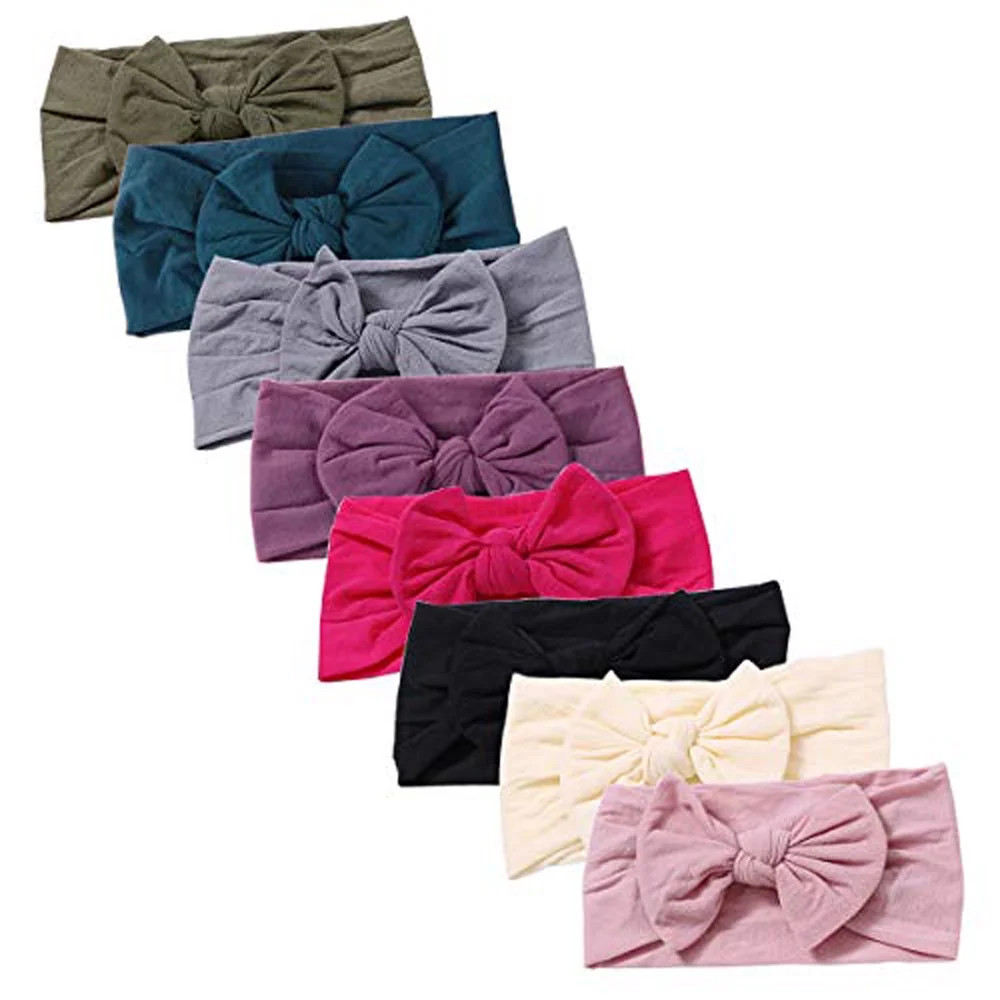 8pcs Nylon Newborn Headbands Baby Girl Bow Headband Infant Bows Head Cap Hair Band | Walmart (US)