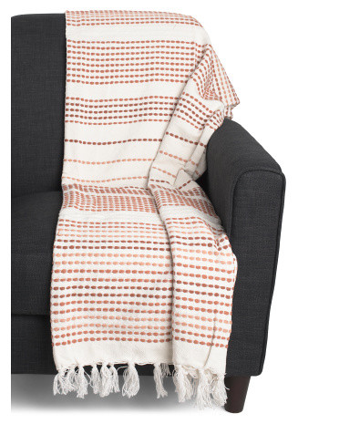 Cotton Textured Striped Throw | TJ Maxx