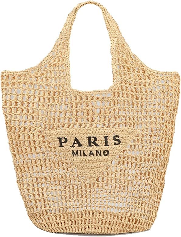 New Woven Bag, Straw Mesh Tote Bag, Beach, Shoulder Bag, Hobo Women, Foldable Large Capacity, for Ho | Amazon (US)