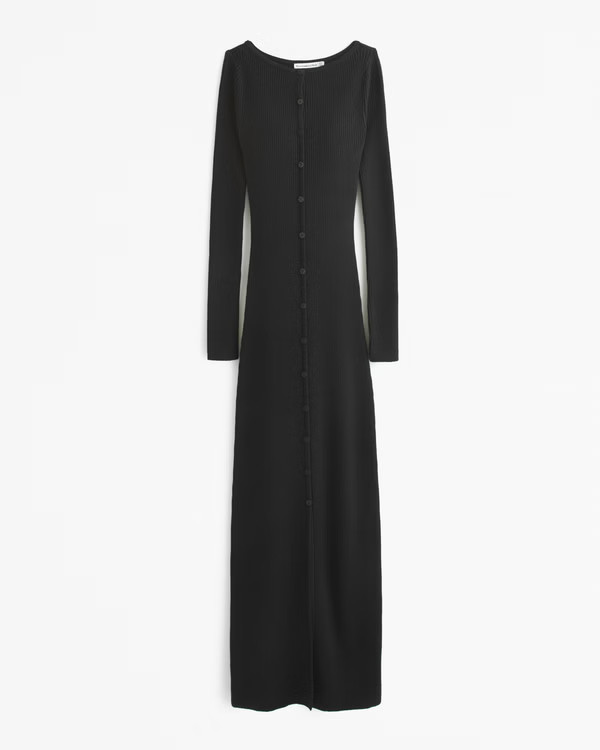 Women's Long-Sleeve Button-Through Maxi Sweater Dress | Women's New Arrivals | Abercrombie.com | Abercrombie & Fitch (UK)