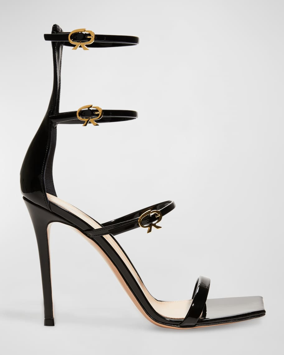 105mm Patent Buckle-Trio Sandals | Neiman Marcus
