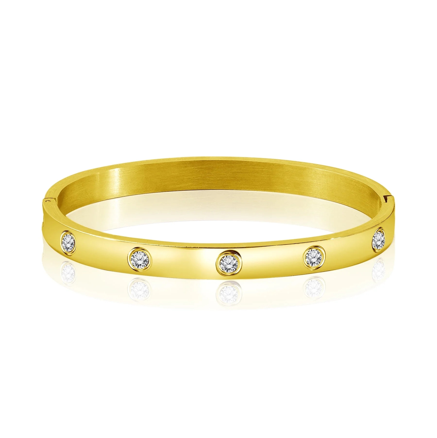 JeenMata Flush Bezel Bracelet - Stylish Bangle Bracelet Jewelry for Women in Yellow Gold Plating | Walmart (US)