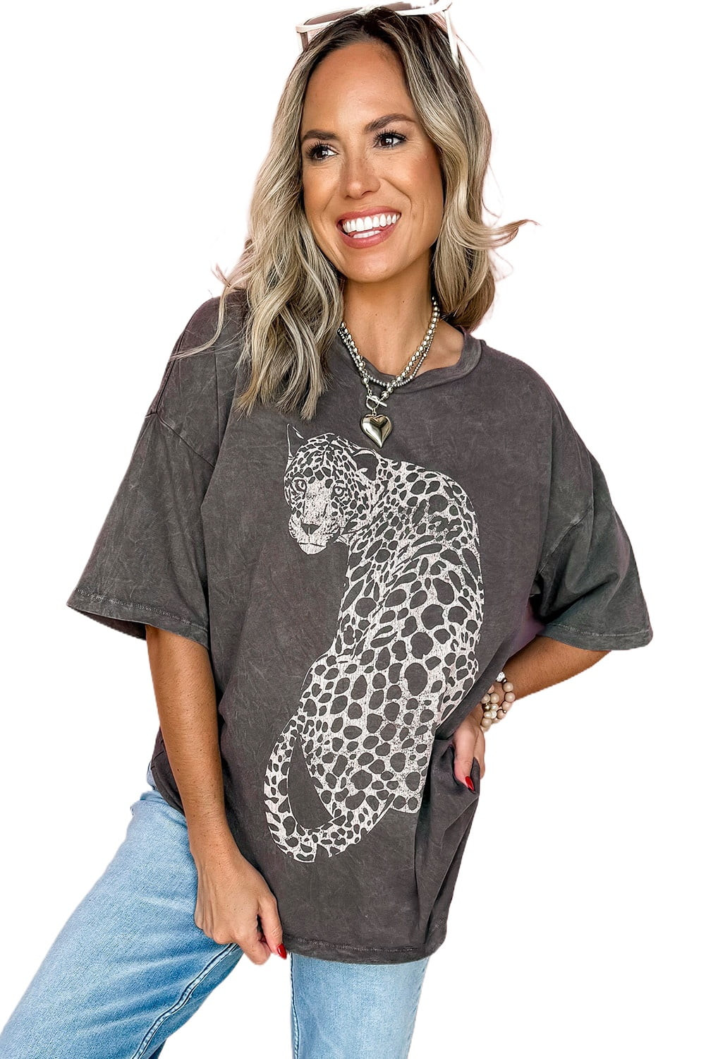 Trendy Casual Graphic Tee with Leopard Print - Relaxed Fit for All Body Shapes - [ZhiHiMeRi] | (U... | Walmart (US)
