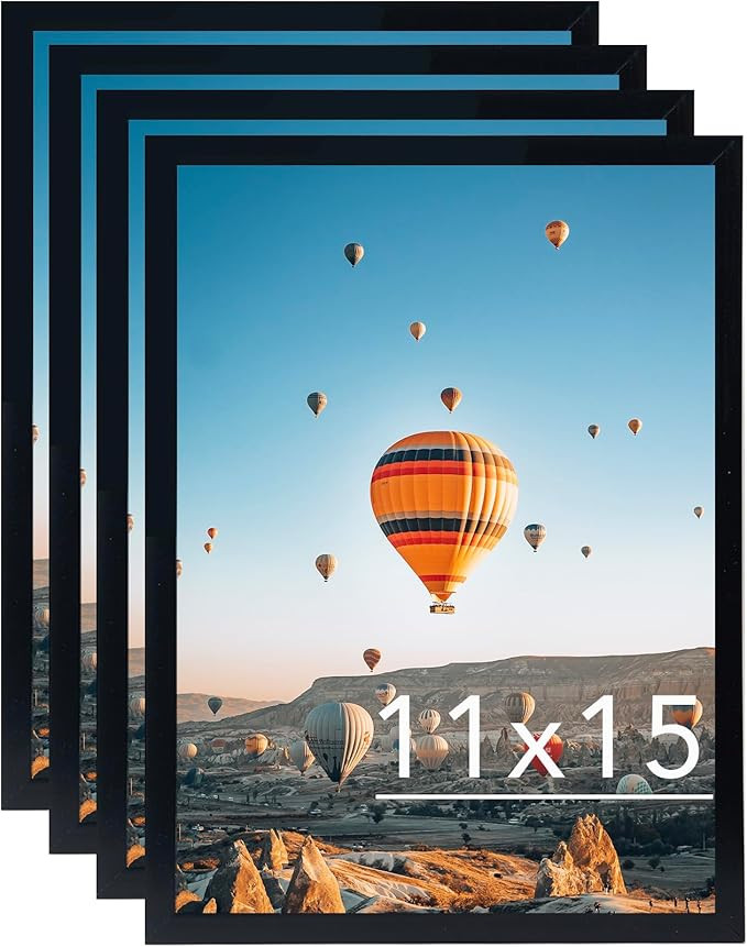 11x15 Black Picture Frame Set of 4, Horizontal and Vertical Formats for Wall Hanging, 11 x 15 Wal... | Amazon (US)