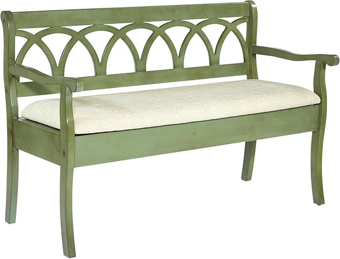 OSP Home Furnishings Coventry Solid Wood and Veneer Storage Bench, Antique Sage | Amazon (US)