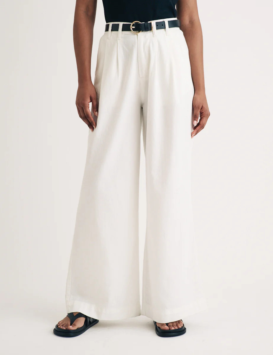 White Double Pleated Wide Leg Ava Trousers | Nobody's Child