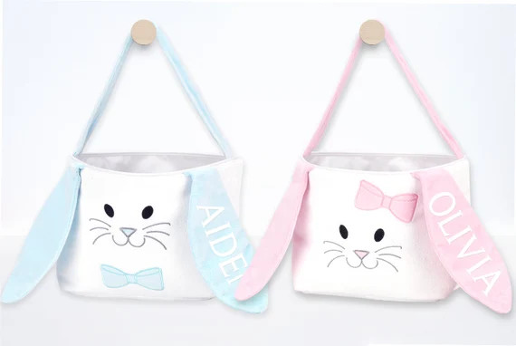 Personalized Easter Basket Custom Monogram Plush Easter Basket Baby Boy Easter Basket Baby Girl E... | Etsy (US)