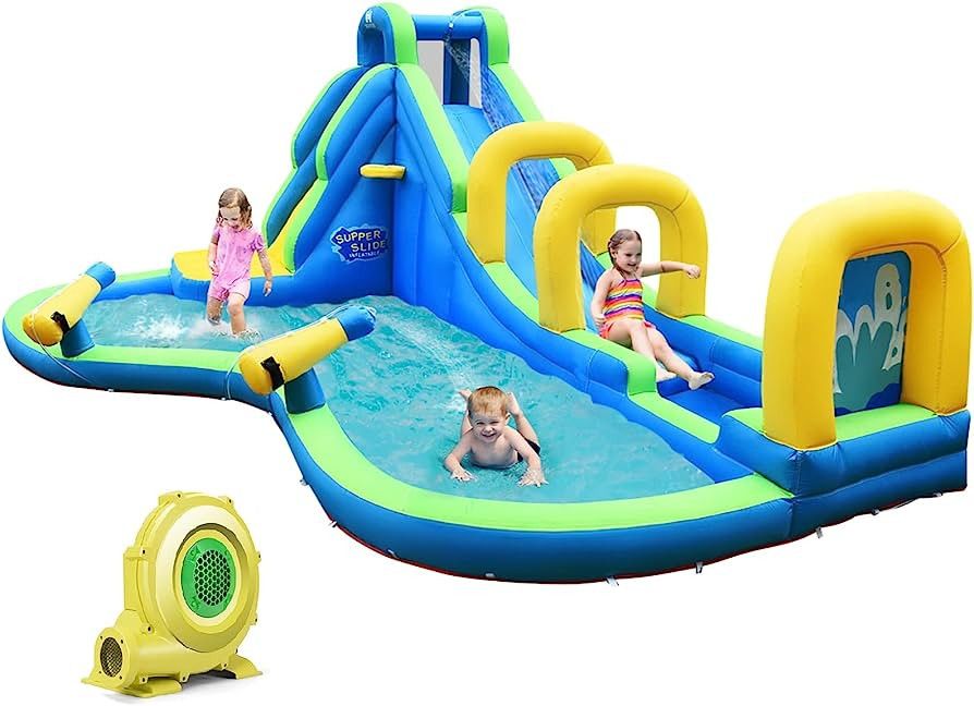 BOUNTECH Inflatable Water Slide, Mega Waterslide Park for Kids Backyard Fun w/Adventure Long Slid... | Amazon (US)