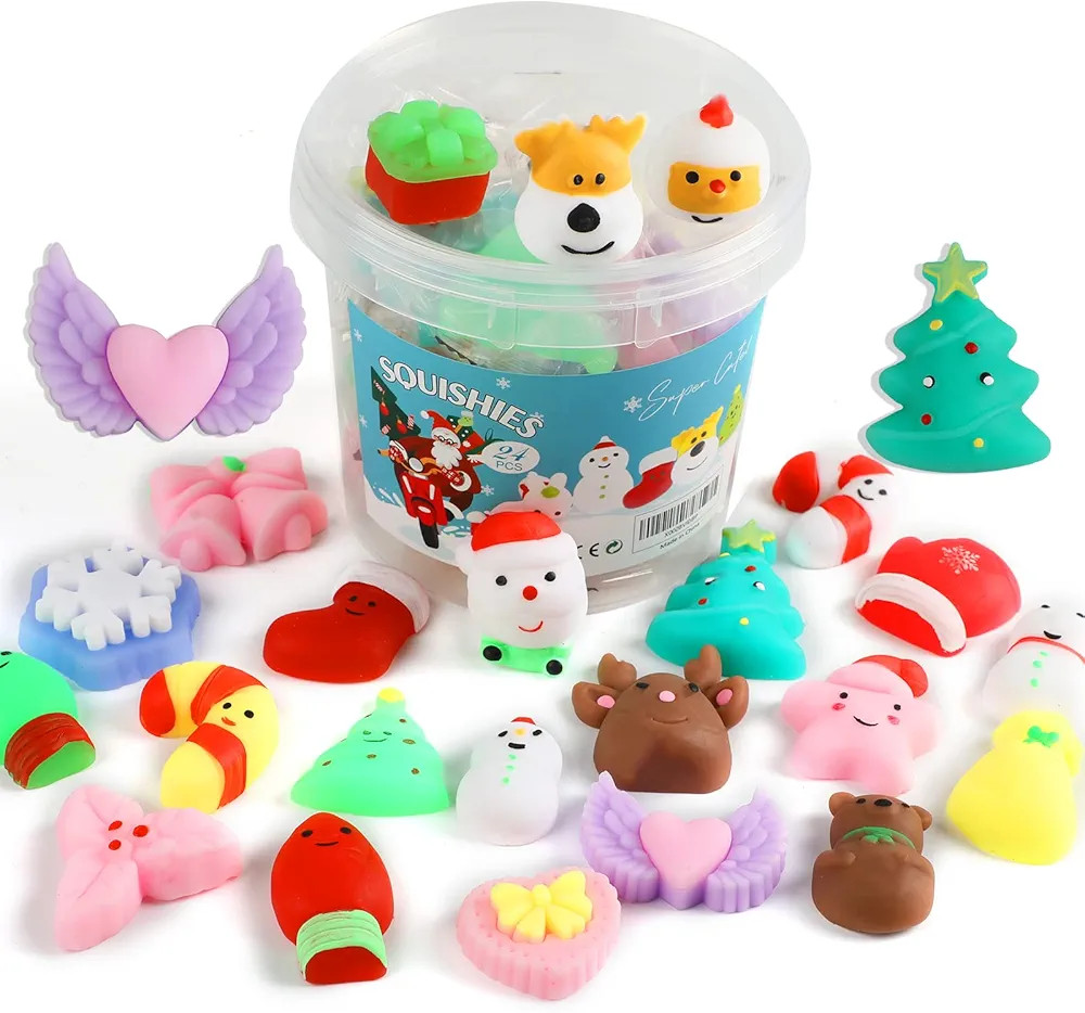 KINGYAO Squishy Fidget Toys, Mini Mochi Squishies 24 Pcs Party Christmas Mochi Favors for Kids Ka... | Amazon (US)
