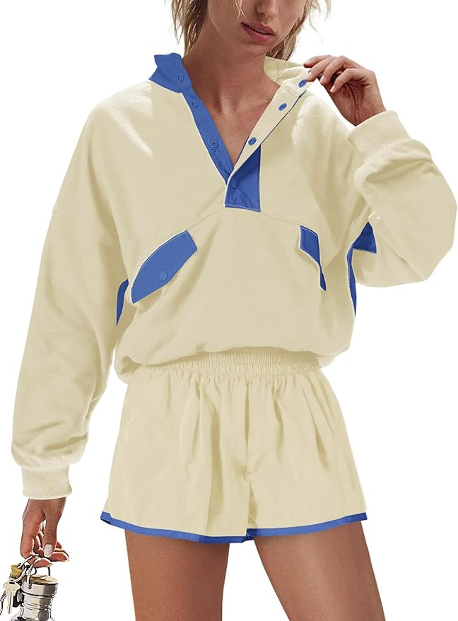 Nirovien Womens Workout Sets Short Athletic Set Activewear 2 Piece Outfits Pullover Sweatshirt an... | Amazon (US)