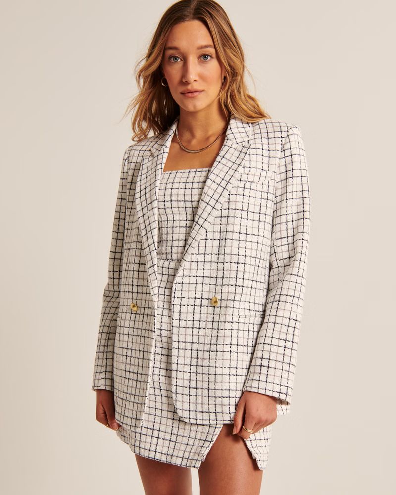 Women's Tweed Double-Breasted Blazer | Women's Coats & Jackets | Abercrombie.com | Abercrombie & Fitch (US)