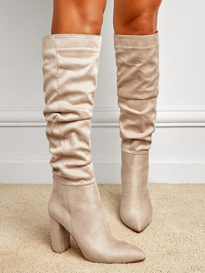 Minimalist Suede Slouchy Boots | SHEIN