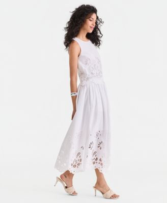 I.N.C. International Concepts Women's Cotton Eyelet Lace Midi Skirt, Macy's Exclusive  - Macy's | Macy's