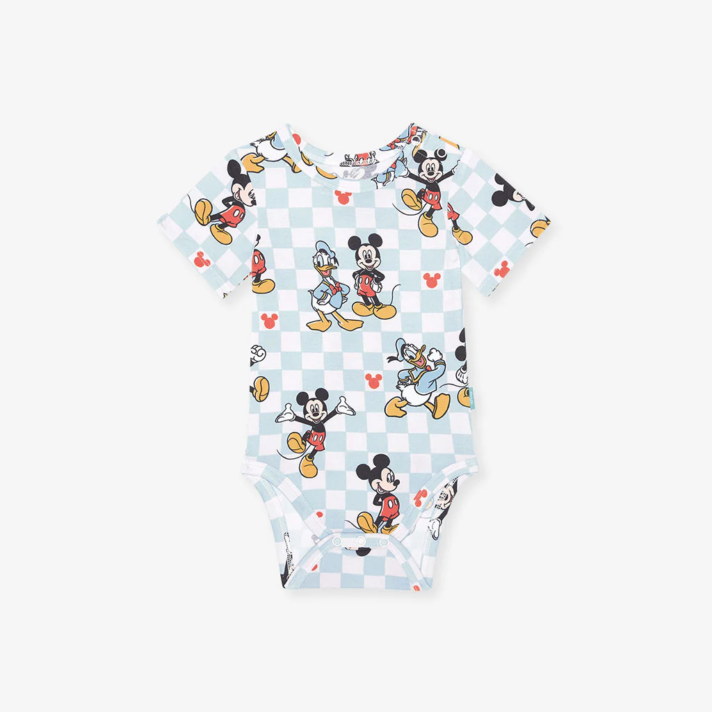 Best Friends Blue Short Sleeve Disney Mickey & Donald Classic Bodysuit | Posh Peanut® | Posh Peanut