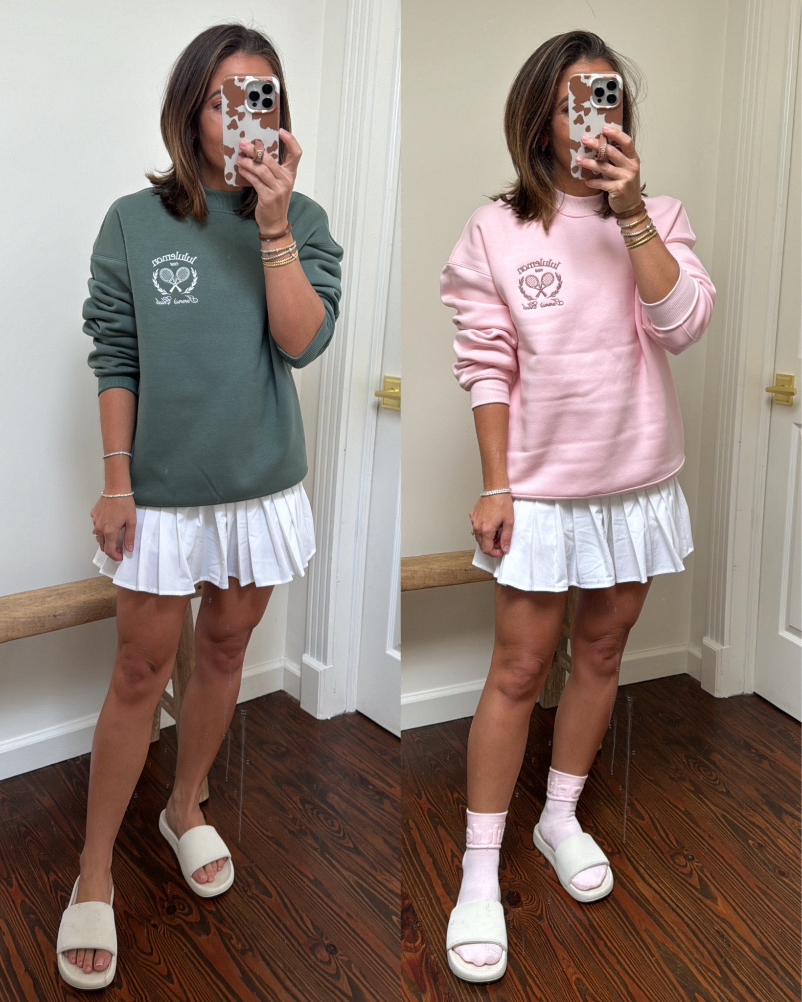 Lululemon tennis club

Sweatshirt size xs 
Bike shorts size 4
Leggings size 4
Skort size 4
Sports bra size 4
Slides size 7
Tote bag 

#LTKFindsUnder100 #LTKFitness #LTKFindsUnder50