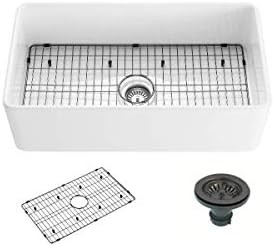 33-Inch Farmhouse Kitchen Sink- Fireclay Farmhouse Sink Single Bowl - Apron Front Sink Contempora... | Amazon (US)
