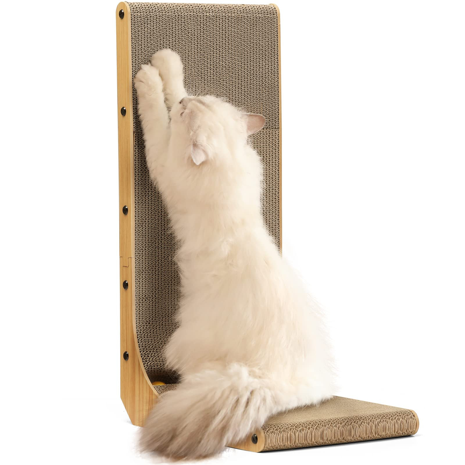 FUKUMARU Cat Scratcher, 26.8 Inch L Shape Cat Scratch Pad Wall Mounted, Cat Scratching Cardboard ... | Amazon (US)