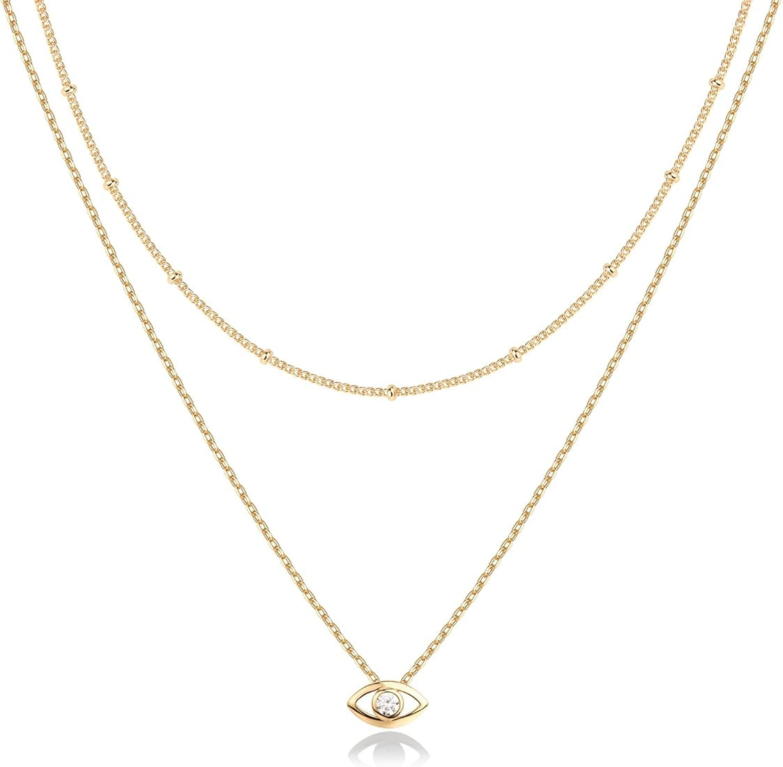 PAVOI 14K Gold Plated Layering Necklaces | Stylish Minimalist Design Pendant Necklaces | Butterfl... | Amazon (US)