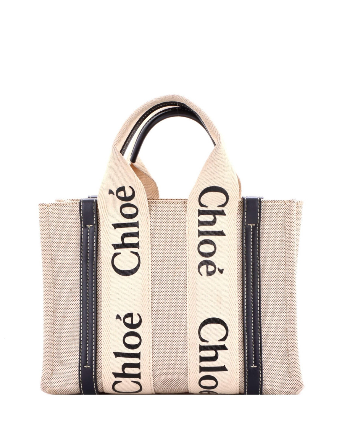 Pre-Owned Chloe Small Woody Tote Canvas with Leather - Natural | Macy's