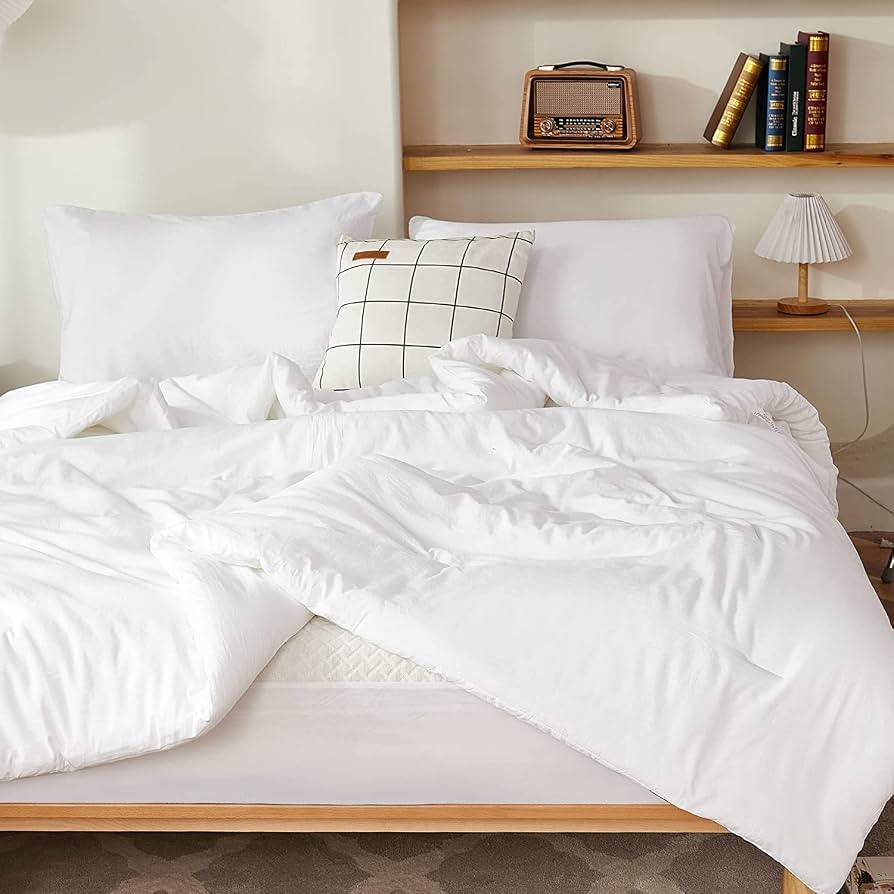 Litanika White Twin/Twin XL Comforter Set, 2 Pieces Lightweight Solid Bedding Set, All Season Flu... | Amazon (US)