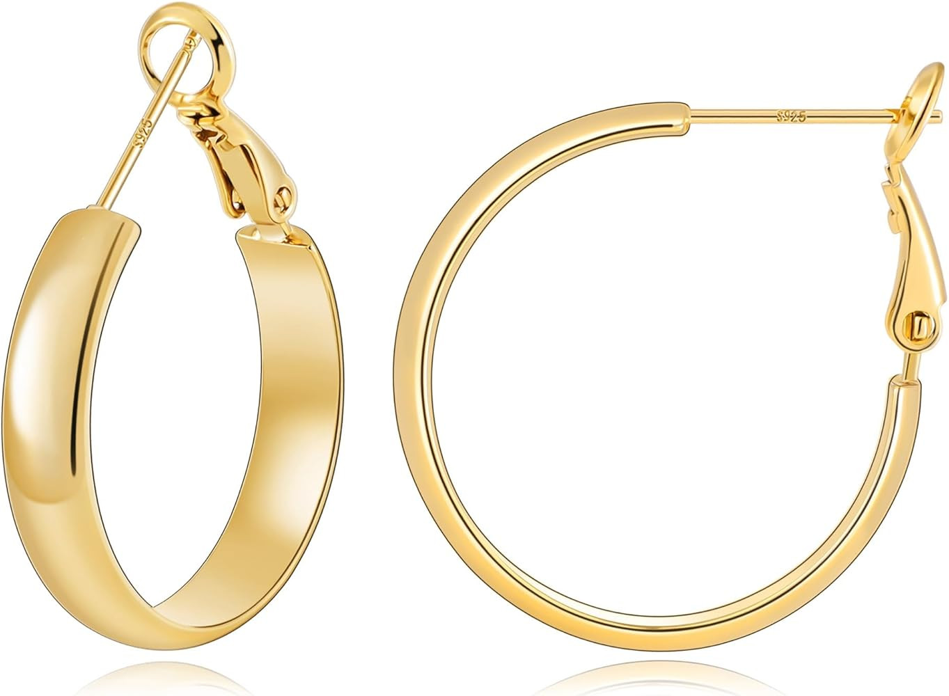 Gacimy Gold Hoop Earrings for Women, 14k Real Gold Plated with 925 Sterling Silver Post, Hypoalle... | Amazon (US)