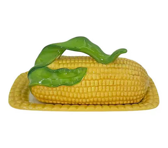 Temp-tations Nostalgic Corn Cob Lidded Butter Dish - QVC.com | QVC