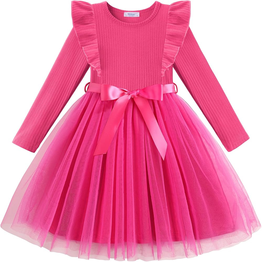 Arshiner Toddler Tutu Dress Little Girls Long Sleeve Casual Tulle Kids Fall Winter Outfits with R... | Amazon (US)