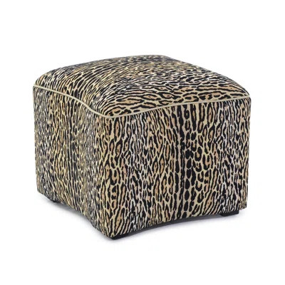 20.5" Wide Square Animal Print Cube Ottoman in Black/Beige/Light Brown | Wayfair North America