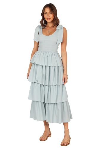 Raphael Tiered Maxi Dress - Blue M | Amazon (US)