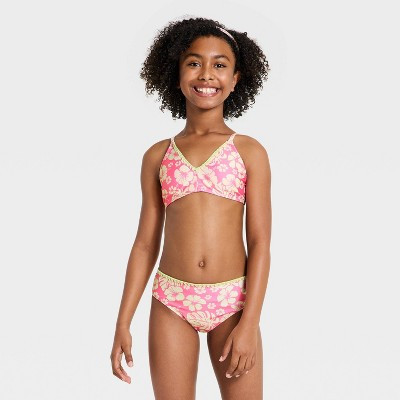 Girls' 2pc Hawaiian Bloom Bikini Set - art class™ Pink/Yellow XXL | Target