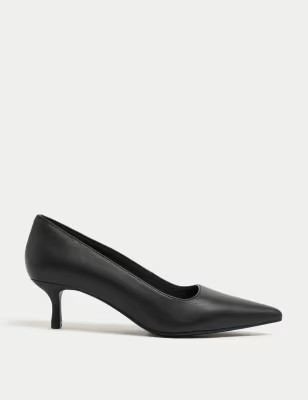 Wide Fit Leather Kitten Heel Court Shoes | M&S Collection | M&S | Marks & Spencer IE