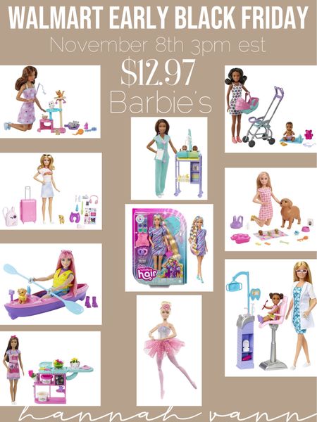 All Barbie’s under $13 starting Wednesday at 3pm est! 

#LTKHolidaySale #LTKHoliday #LTKSeasonal