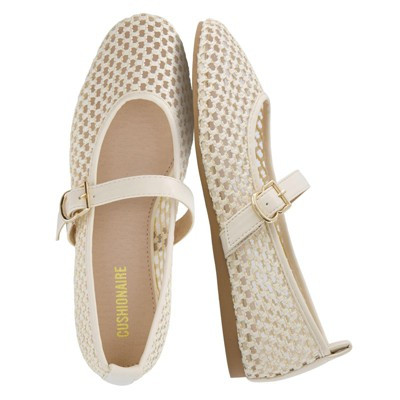 CUSHIONAIRE Gracie Mesh Mary Jane Flats for Women, Breathable Ballet Flats with Adjustable Buckle Strap and Memory Foam Cushioning, CREAM 10 | Target