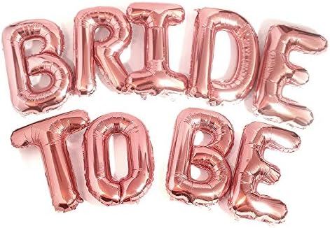 Big Bride to BE Balloons Rose Gold 16" Letters Banner - Bachelorette Party Decorations Kit - Hen ... | Amazon (US)