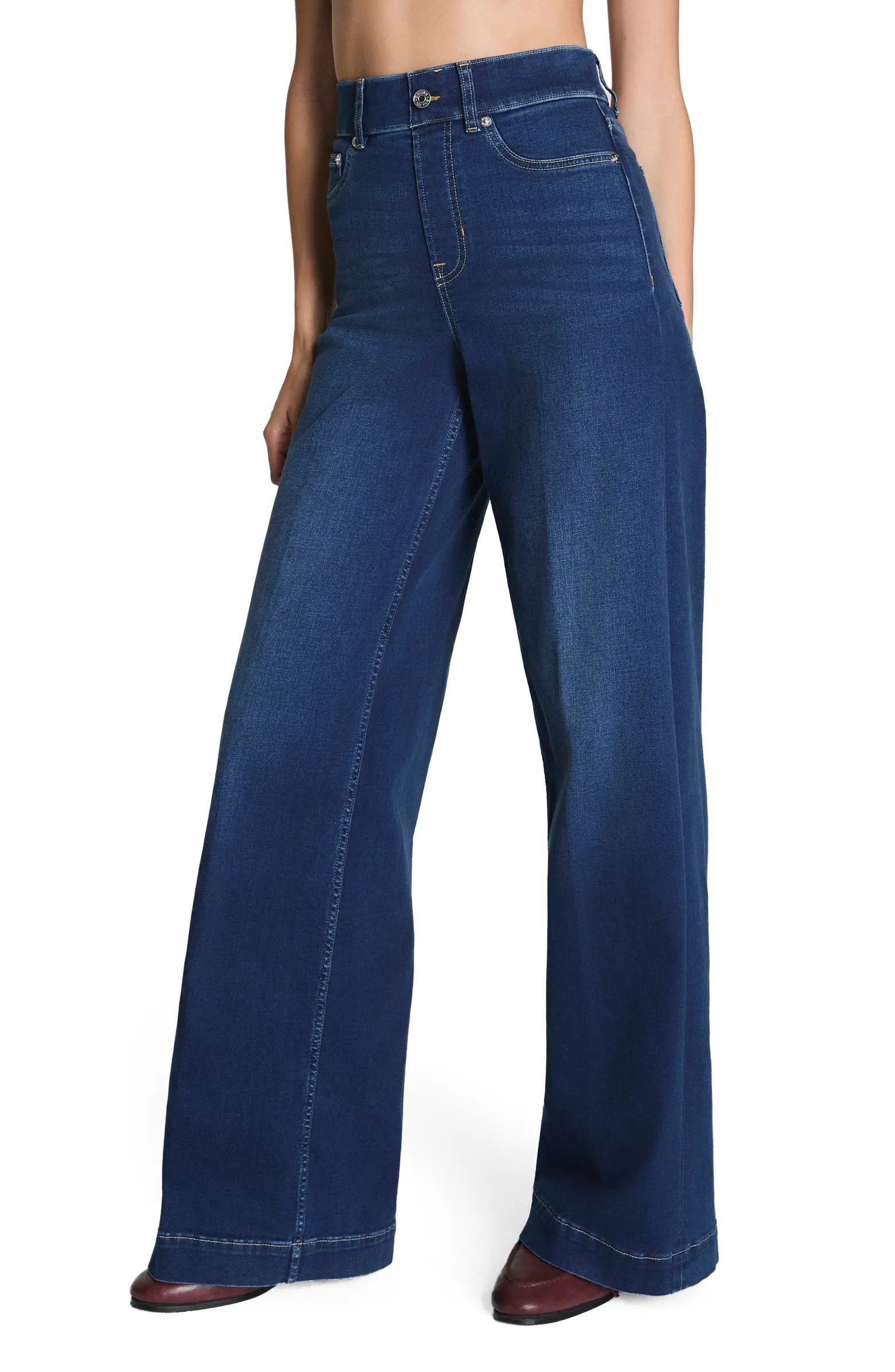 SPANX® SPANXshape™ Pull-On Wide Leg Jeans 2.0 | Nordstrom | Nordstrom
