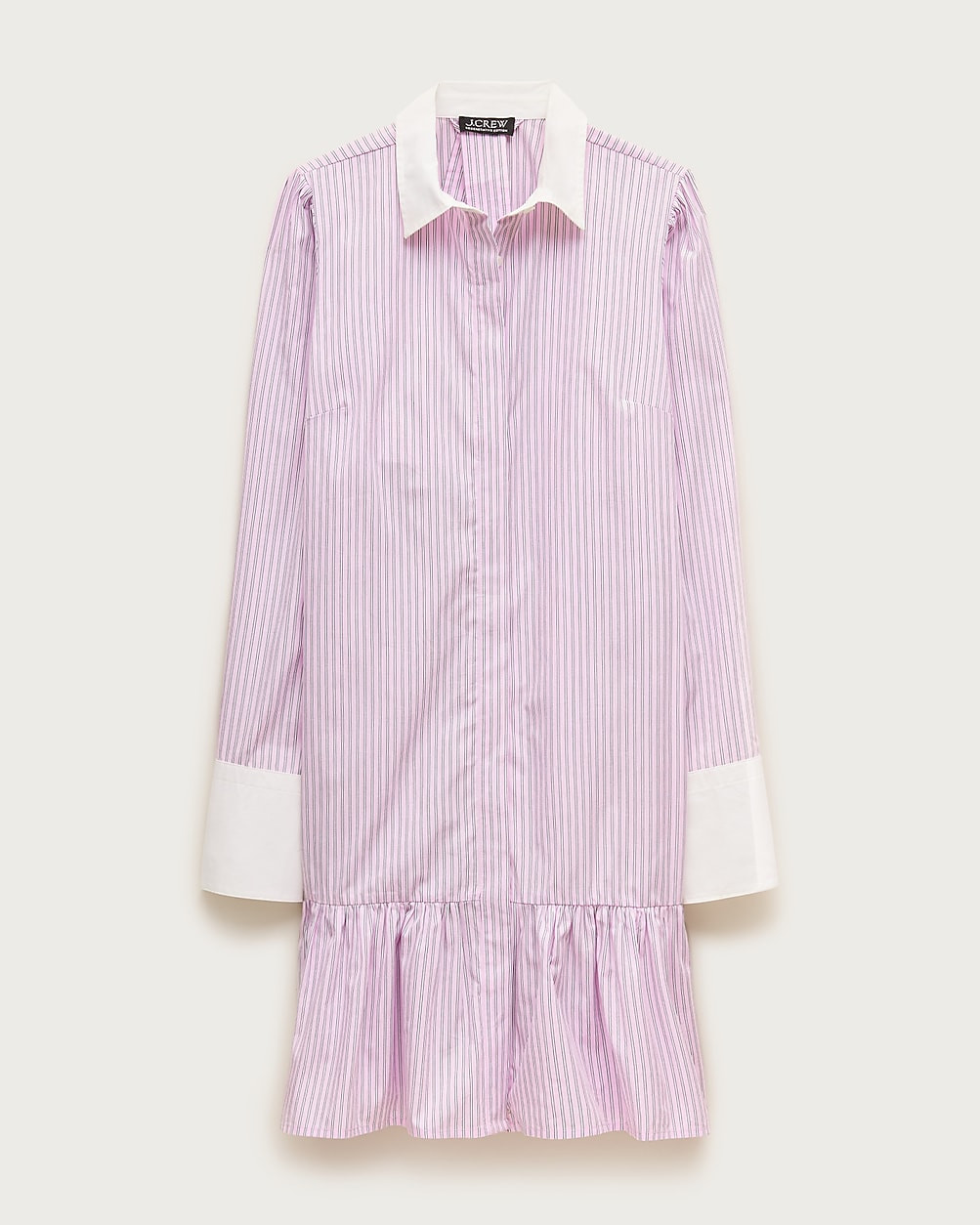 Tiered shirt-dress in striped cotton poplin | J. Crew US