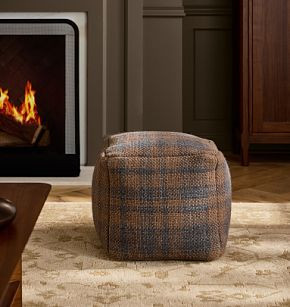 Plaid Wool Pouf | Rejuvenation