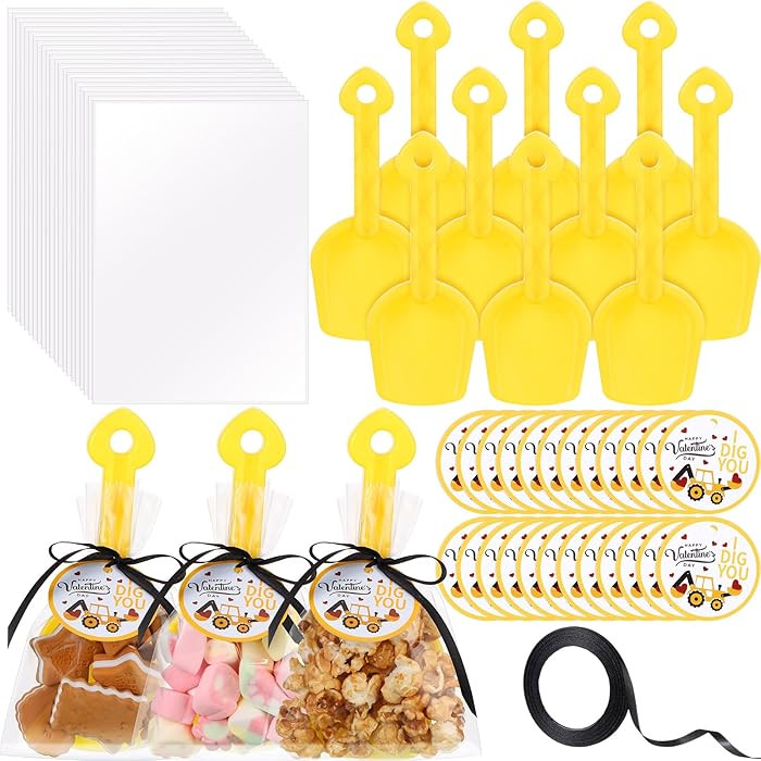 Hushee 30 Sets Valentine Shovels with I Dig You Construction Cards, Candy Bags and Ribbon, Plasti... | Amazon (US)