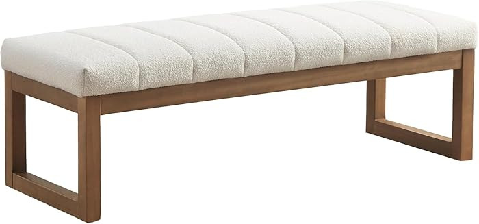 Zihanhome 52.7" Bedroom Bench for End of Bed, Modern Upholstered Teddy Fabric Entryway Bench & Di... | Amazon (US)